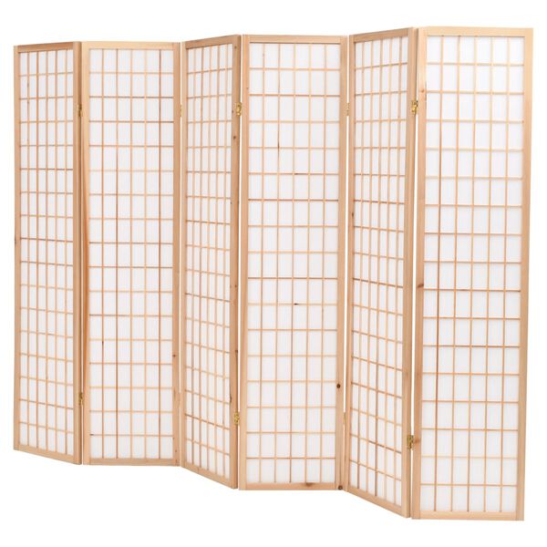 vidaXL Biombo dobr&aacute;vel com 6 pain&eacute;is estilo japon&ecirc;s 240x170 cm natural