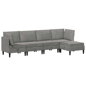 vidaXL Conjunto de M&oacute;veis para Sala de Estar 5 unid. Cinzento-claro