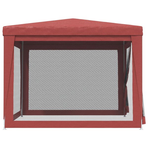 vidaXL Tenda p/ festas c/ 4 paredes laterais rede 3x3 m PEAD vermelho