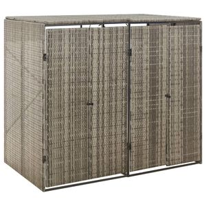 vidaXL Unidade dupla p/ caixotes do lixo 140x80x117 vime PE cinza
