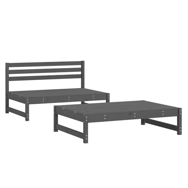 vidaXL 2 pcs conjunto lounge de jardim madeira de pinho maci&ccedil;a cinza