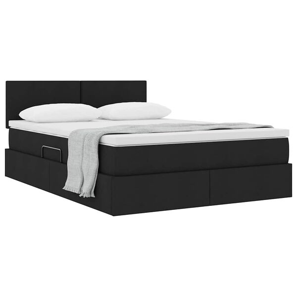 vidaXL Cama com arruma&ccedil;&atilde;o e colch&atilde;o com colch&atilde;o Preto 140 x 200 cm