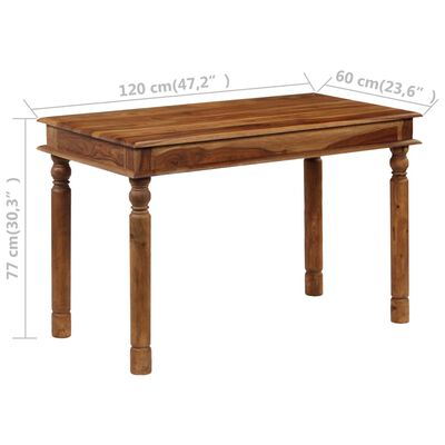 vidaXL Mesa de jantar em madeira de sheesham maciça 120x60x77 cm