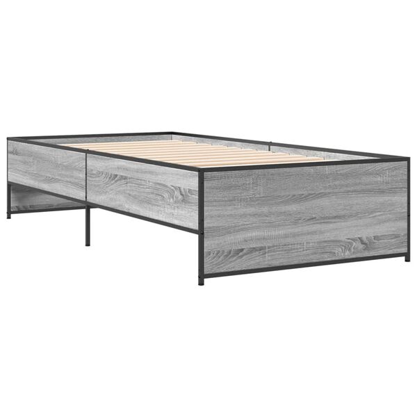 vidaXL Estrutura cama 100x200 cm derivados madeira/metal cinza sonoma