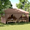 vidaXL Tenda p/ festas pop-up dobr&aacute;vel com 4 paredes laterais castanho