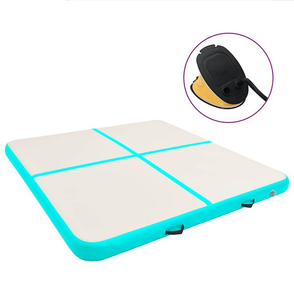 vidaXL Colch&atilde;o de gin&aacute;stica insufl&aacute;vel c/ bomba 200x200x10cm PVC verde