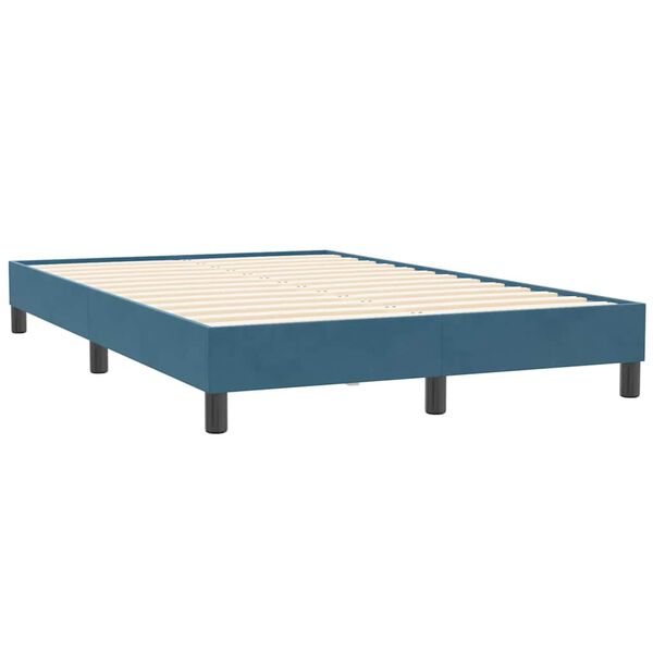 vidaXL Cama com molas/colch&atilde;o 120x210 cm veludo azul-escuro