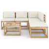 vidaXL 6 pcs conjunto lounge de jardim c/ almofad&otilde;es cor creme