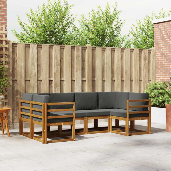 vidaXL Conjunto de Sof&aacute;s para Exterior 6 pcs Natural e Antracite