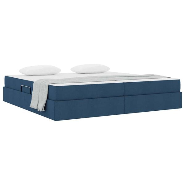 vidaXL Cama com arruma&ccedil;&atilde;o e colch&atilde;o Azul 200 x 200 cm Poli&eacute;ster