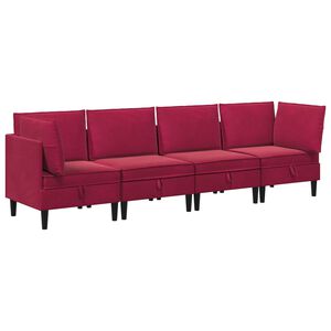 vidaXL Conjunto de M&oacute;veis para Sala de Estar 4 unid. Vinho Vermelho