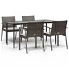vidaXL 5 pcs conjunto de jantar p/ jardim c/ almofad&otilde;es vime PE e a&ccedil;o
