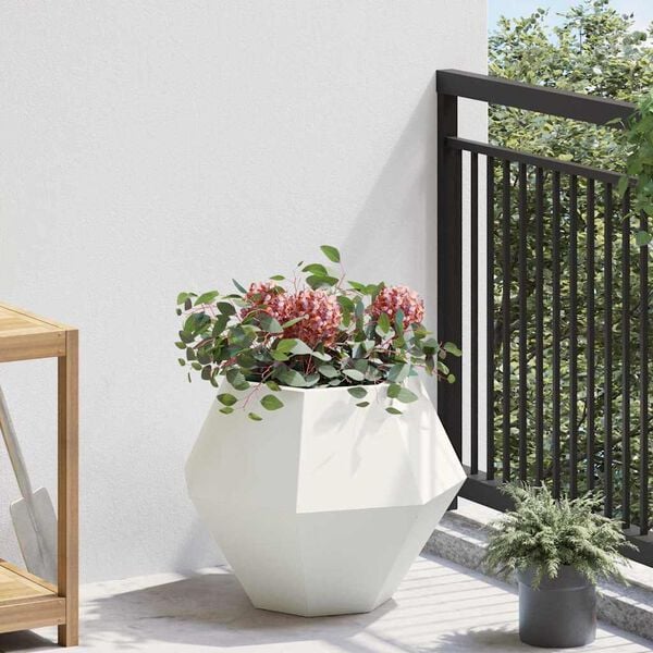 vidaXL Floreira Branco 50 x 50 x 40 cm A&ccedil;o