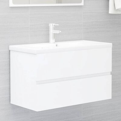 vidaXL Armário de lavatório 80x38,5x45 cm contraplacado branco