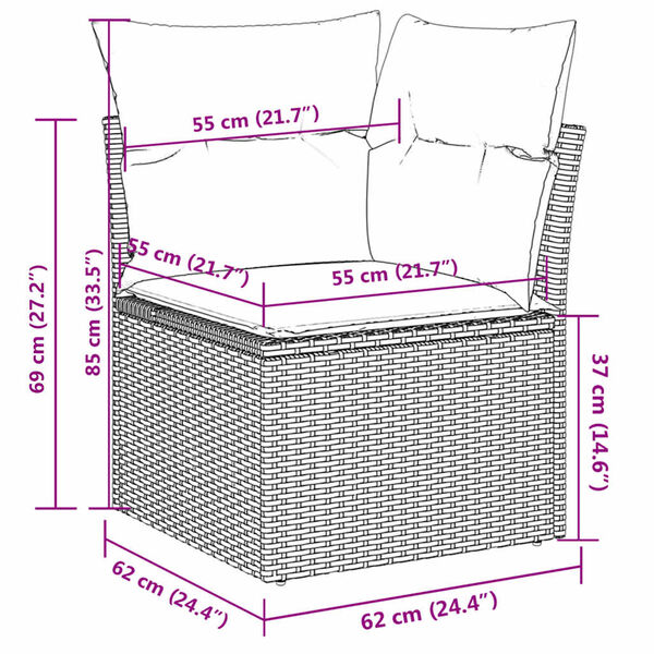 vidaXL 8 pcs conjunto de sof&aacute;s p/ jardim com almofad&otilde;es vime PE bege