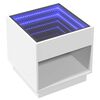 vidaXL Mesa de cabeceira com luzes LED Infinity 50x50x50 cm branco