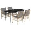 vidaXL 5pcs conj. jantar jardim c/ almofad&otilde;es vime PE bege misturado