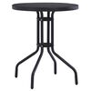 vidaXL Mesa de jardim 80 cm a&ccedil;o e vidro preto