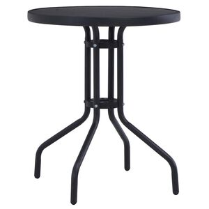 vidaXL Mesa de jardim 80 cm a&ccedil;o e vidro preto