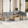 vidaXL Conjunto de Sof&aacute; de Jardim 9 pcs Bege Rattan Sint&eacute;tico