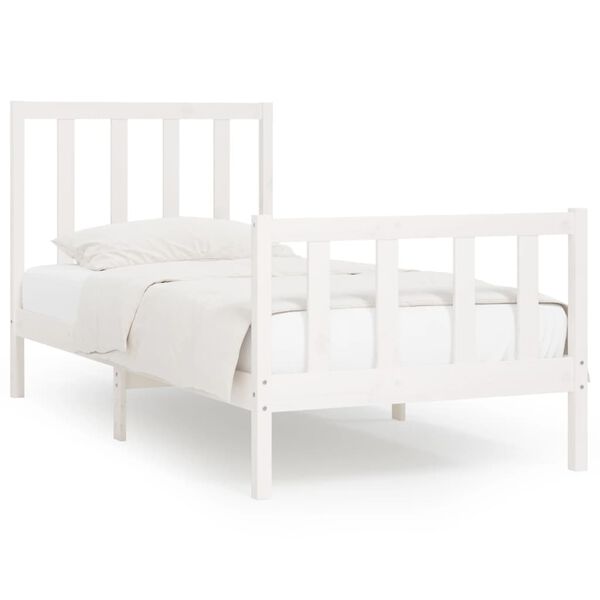 vidaXL Estrutura de cama 100x200 cm madeira maci&ccedil;a branco