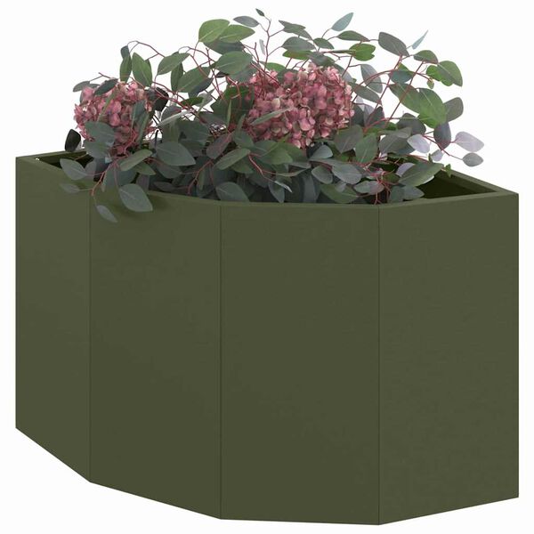 vidaXL Vaso de Canto Verde-oliva 45 x 45 x 35 cm A&ccedil;o
