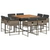 vidaXL 9 pcs conjunto de jantar p/ jardim c/ almofad&otilde;es vime PE cinza