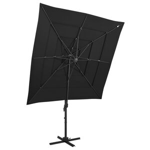 vidaXL Guarda-sol jardim 4 camadas c/ poste alum&iacute;nio 250x250 cm preto