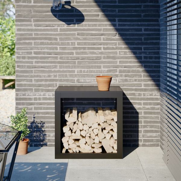 vidaXL Suporte para lenha 60x40x60 cm a&ccedil;o preto