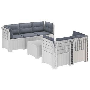 vidaXL Sof&aacute; de Jardim de 5 Pessoas com Almofadas Visual de Rattan PP