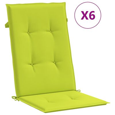 vidaXL Almofadões cadeiras altas de jardim 6pcs tecido verde brilhante