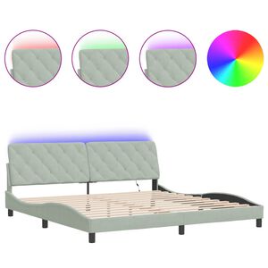 vidaXL Estrutura de cama com LED sem colch&atilde;o 200x200 cm veludo cinzento-claro