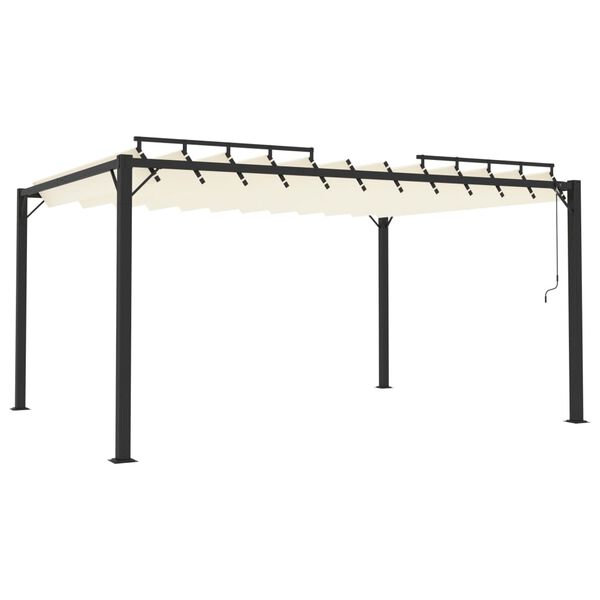 vidaXL Gazebo com telhado de persiana 3x4 m tecido creme e alum&iacute;nio