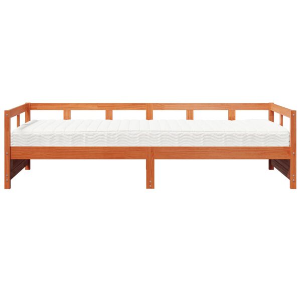 vidaXL Sofá-cama com colchão 80x200 cm pinho maciço castanho-mel