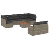 vidaXL 10 pcs conjunto sof&aacute;s de jardim c/ almofad&otilde;es vime PE cinzento