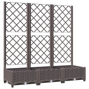 vidaXL Vaso de jardim com treli&ccedil;a marrom 120x40x121,5 cm PP