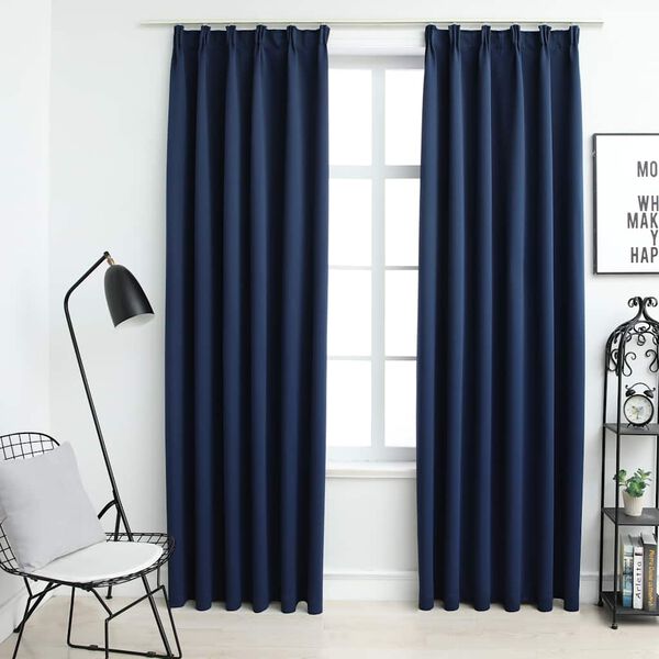 vidaXL Cortinas blackout com ganchos 2 pcs 140x175 cm azul