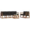vidaXL Conjunto de Sof&aacute;s para Exterior 7 pcs Natural e Preto