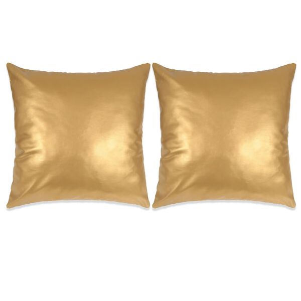 vidaXL Conjunto de almofadas 2 pcs PU 45x45 cm dourado