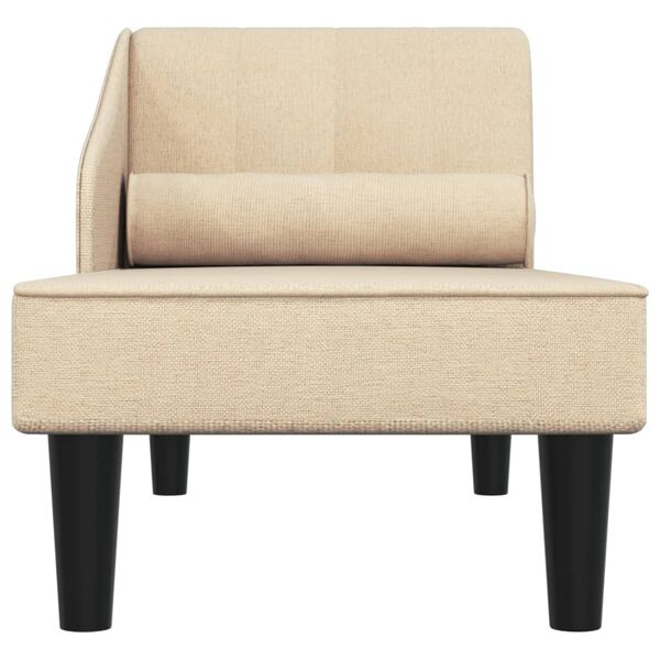 vidaXL Chaise longue com rolo tecido cor creme
