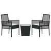 vidaXL Conjunto Bistro de Jardim 3 pcs Preto Rattan Sintético