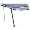 vidaXL Toldo retr&aacute;til manual com LED 350x250 cm azul e branco