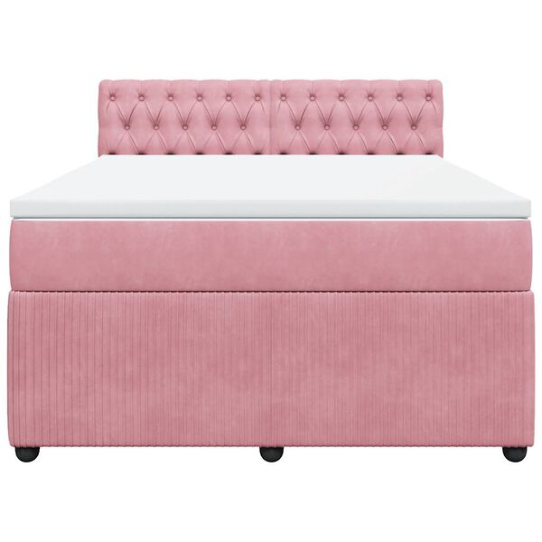 vidaXL Cama com molas/colch&atilde;o 140x190 cm veludo rosa