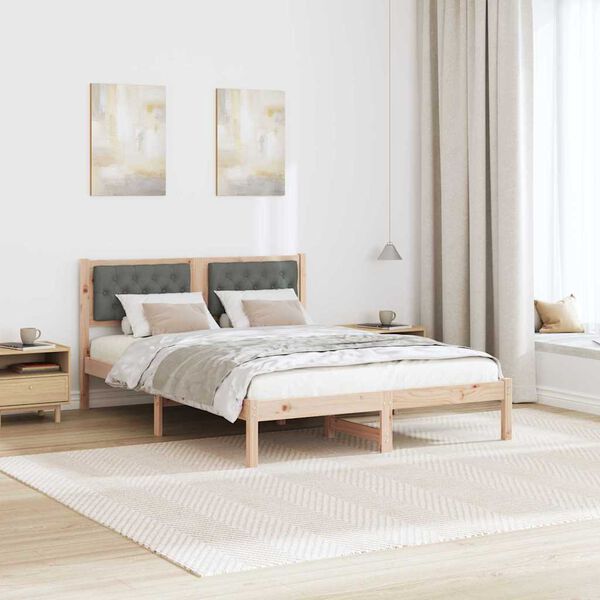 vidaXL Estrutura da Cama com cabeceira Cinza Escuro 140 x 200 cm