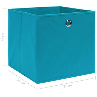 vidaXL Caixas de arrumação 10 pcs 32x32x32 cm tecido azul-bebé
