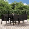 vidaXL 9 pcs conjunto de jantar p/ jardim c/ almofad&otilde;es vime PE preto