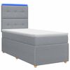 vidaXL Cama Box com LED e Colch&atilde;o Cinzento-claro 90 x 190 cm Tecido