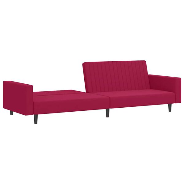 vidaXL Sof&aacute;-cama de 2 lugares veludo vermelho tinto