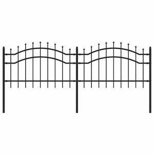 vidaXL Cerca de jardim Woerden com ponta em forma de lan&ccedil;a, preto, 240x75 cm, em a&ccedil;o.