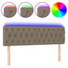 vidaXL Cabeceira cama luzes LED tecido 160x7x78/88cm cinza-acastanhado